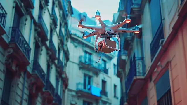 Dron doručující zásilku